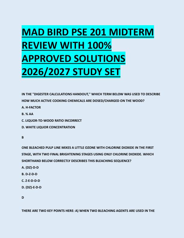 MAD BIRD PSE 201 MIDTERM  REVIEW WITH 100%  APPROVED SOLUTIONS  2026/2027 STUDY SET