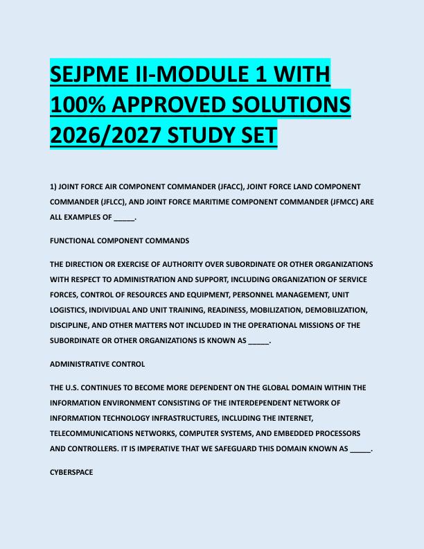 SEJPME II-MODULE 1 WITH  100% APPROVED SOLUTIONS  2026/2027 STUDY SET