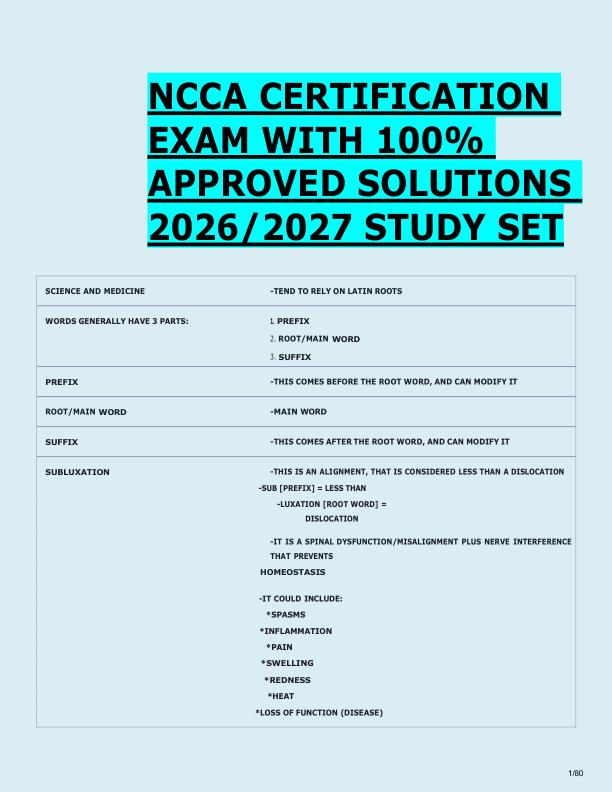 NCCA CERTIFICATION  EXAM WITH 100%  APPROVED SOLUTIONS  2026/2027 STUDY SET