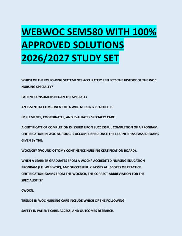 WEBWOC SEM580 WITH 100%  APPROVED SOLUTIONS  2026/2027 STUDY SET