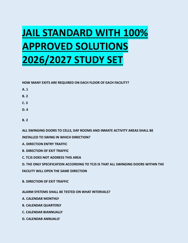 JAIL STANDARD WITH 100%  APPROVED SOLUTIONS  2026/2027 STUDY SET