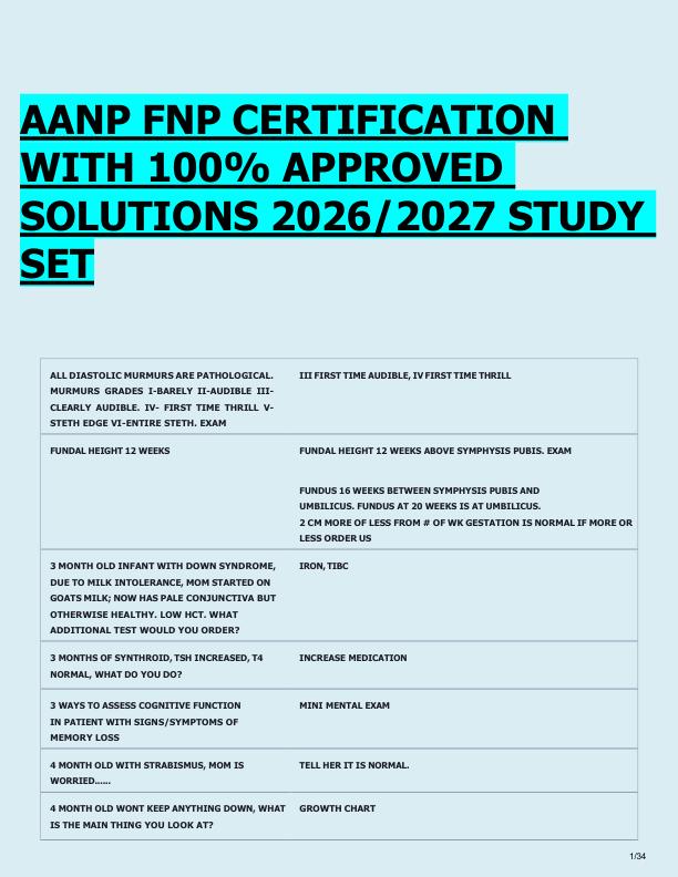 AANP FNP CERTIFICATION  WITH 100% APPROVED  SOLUTIONS 2026/2027 STUDY  SET 