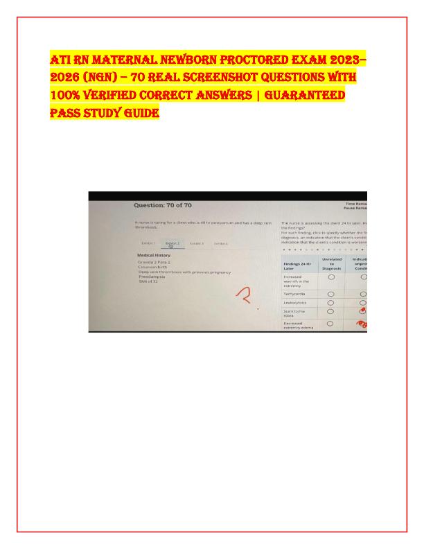 ATI RN Maternal Newborn Proctored Exam 2023