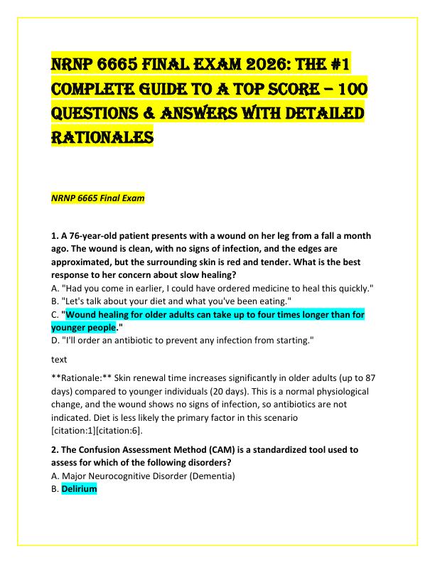 NRNP 6665 Final Exam 2026