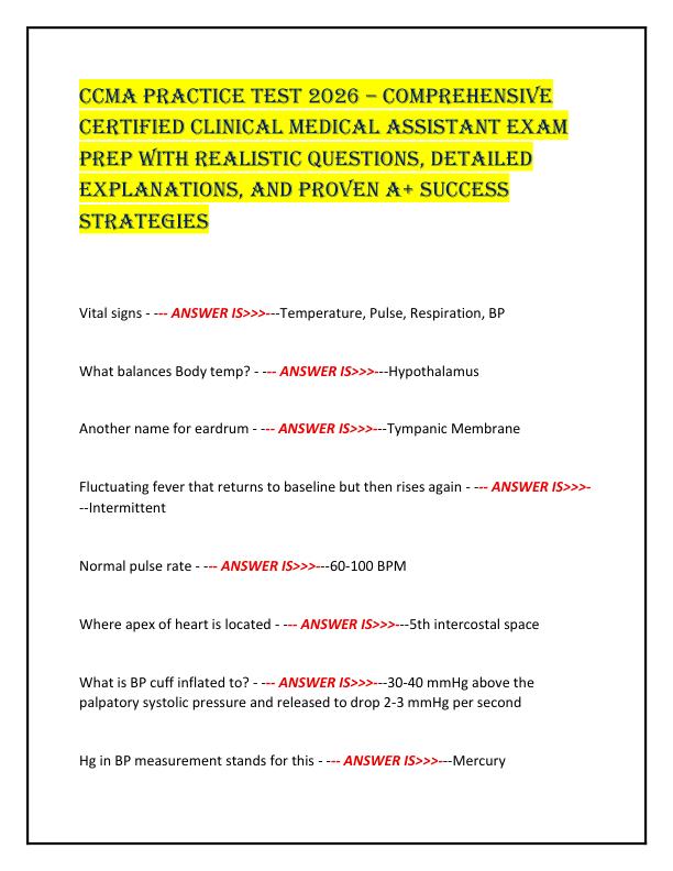 CCMA PRACTICE TEST 2026