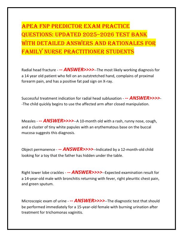 APEA FNP Predictor Exam Practice Questions