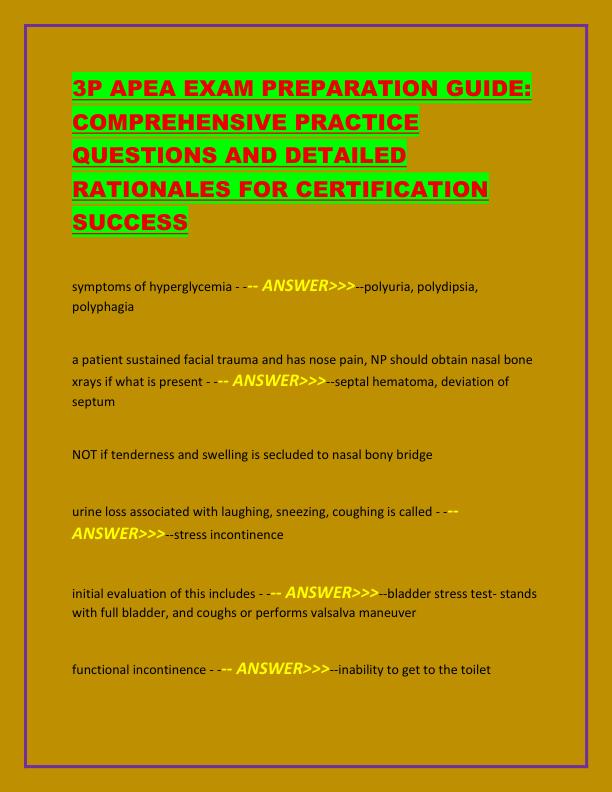 3P APEA EXAM PREPARATION GUIDE