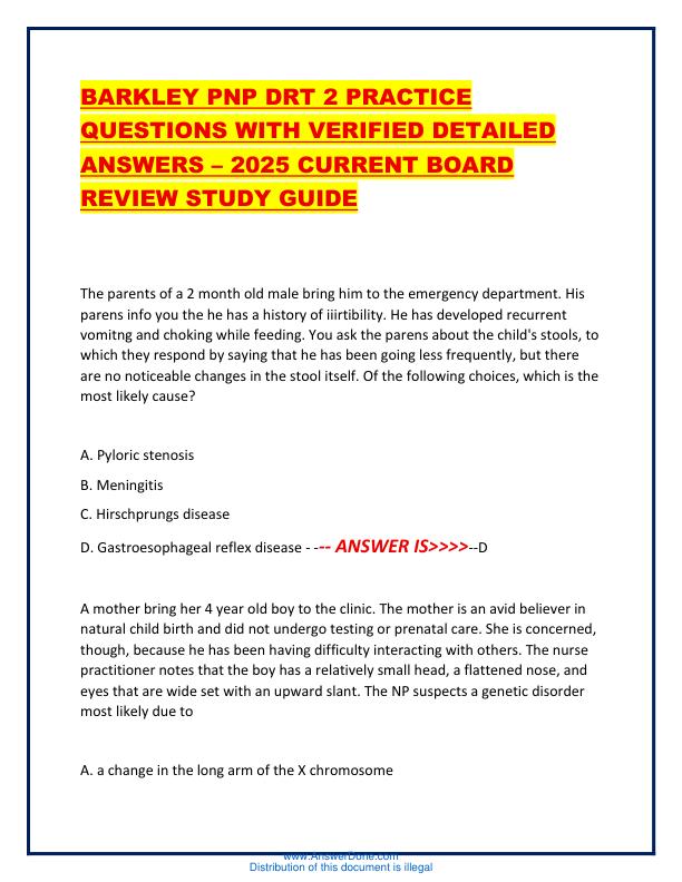 mobile-preview-BARKLEY PNP DRT 2 PRACTICE QUESTIONS WITH VERIFIED DETAILED ANSWERS