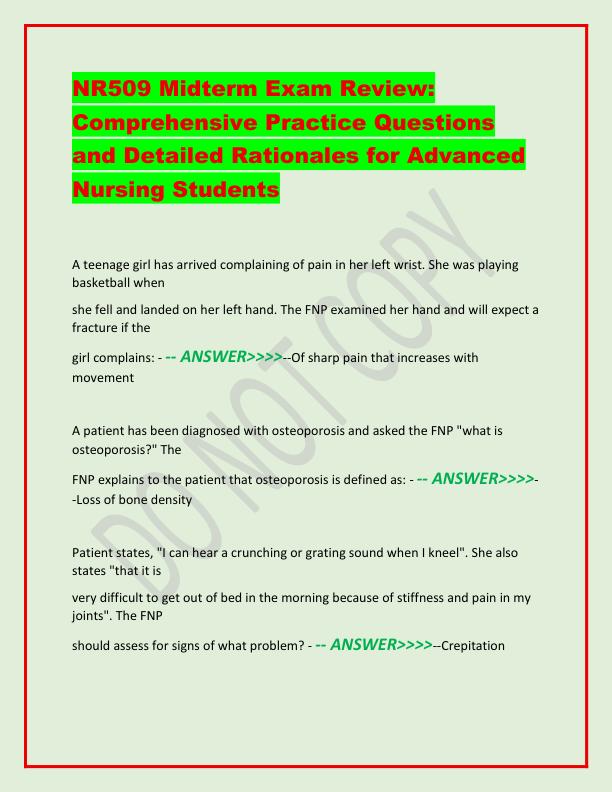 NR509 Midterm Exam Review