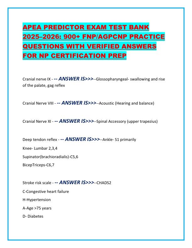 APEA PREDICTOR EXAM TEST BANK 2025