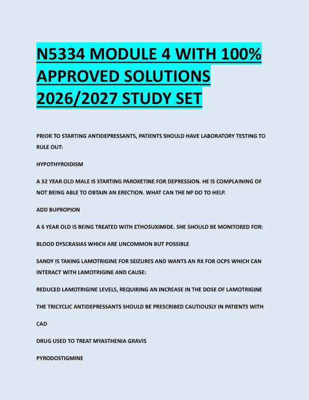 N5334 MODULE 4 WITH 100%  APPROVED SOLUTIONS  2026/2027 STUDY SET