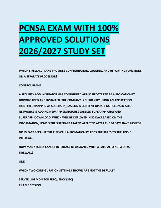 PCNSA EXAM WITH 100%  APPROVED SOLUTIONS  2026/2027 STUDY SET