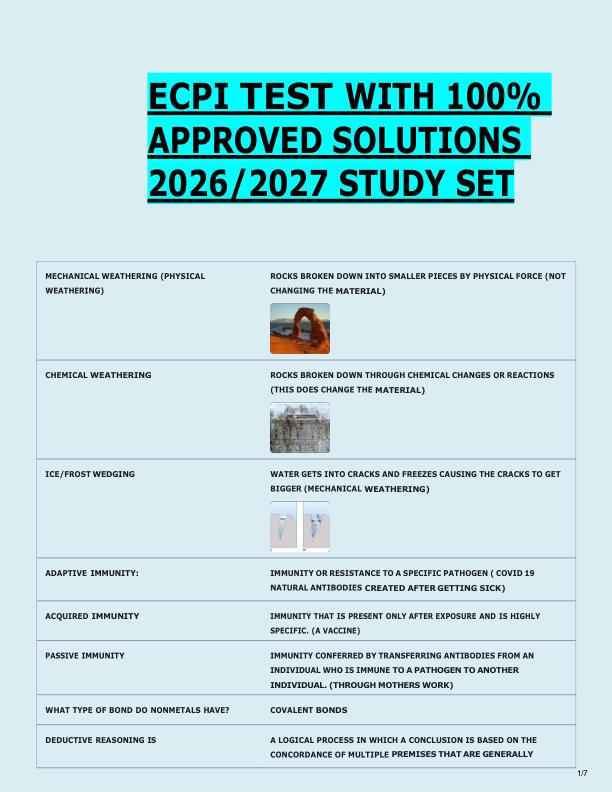   ECPI TEST WITH 100%  APPROVED SOLUTIONS  2026/2027 STUDY SET 