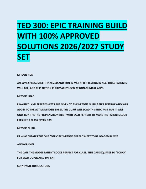 JAN TED 300: EPIC TRAINING BUILD  WITH 100% APPROVED  SOLUTIONS 2026/2027 STUDY  SET 