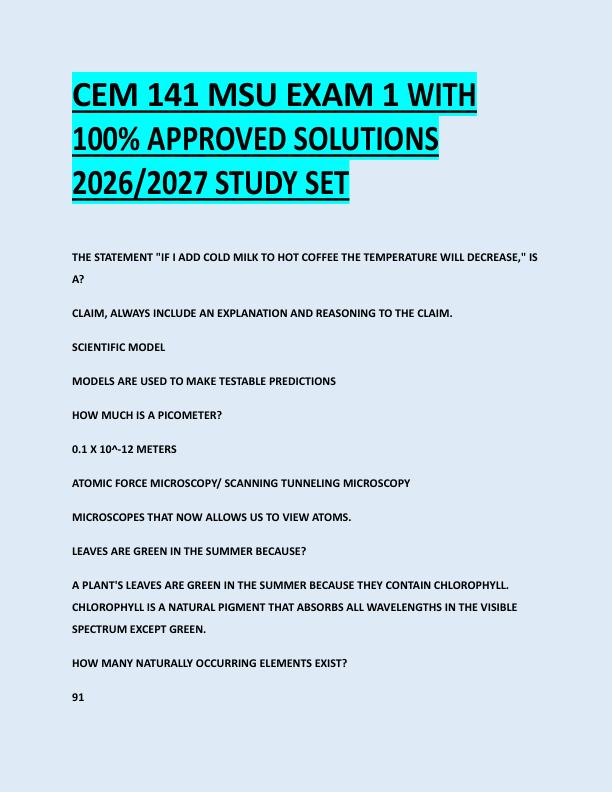 mobile-preview-CEM 141 MSU EXAM 1 WITH  100% APPROVED SOLUTIONS  2026/2027 STUDY SET