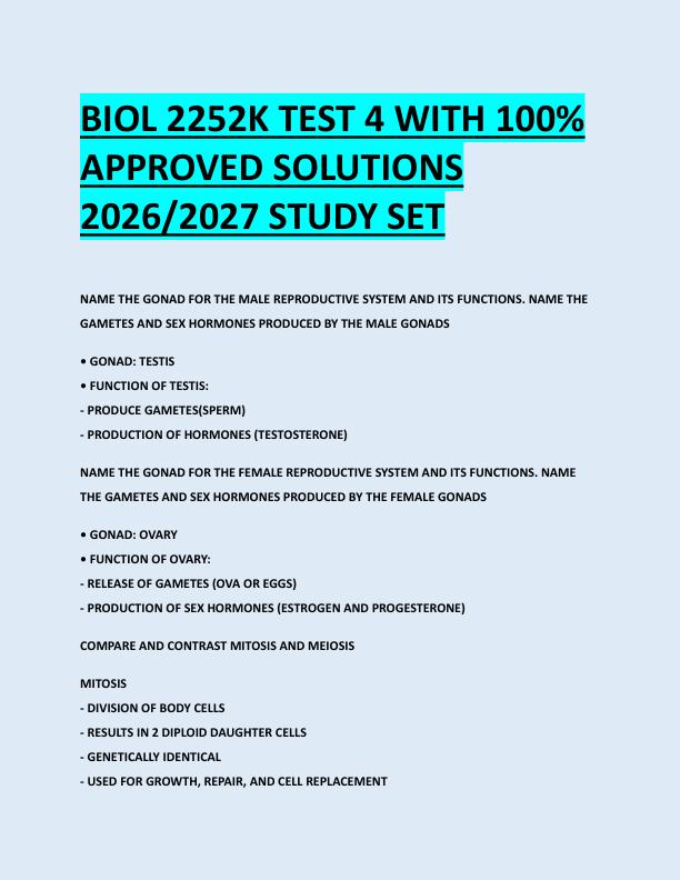 mobile-preview-BIOL 2252K TEST 4 WITH 100%  APPROVED SOLUTIONS  2026/2027 STUDY SET