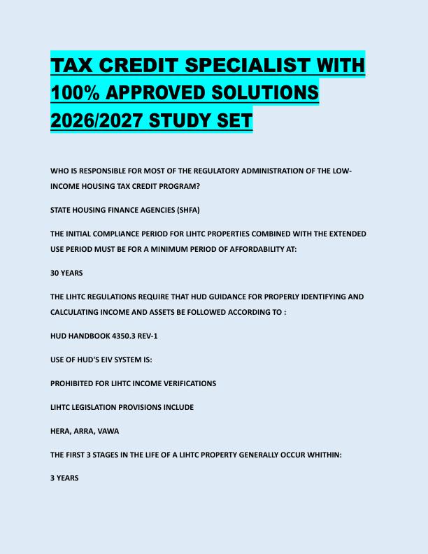 mobile-preview-TAX CREDIT SPECIALIST WITH  100% APPROVED SOLUTIONS  2026/2027 STUDY SET 