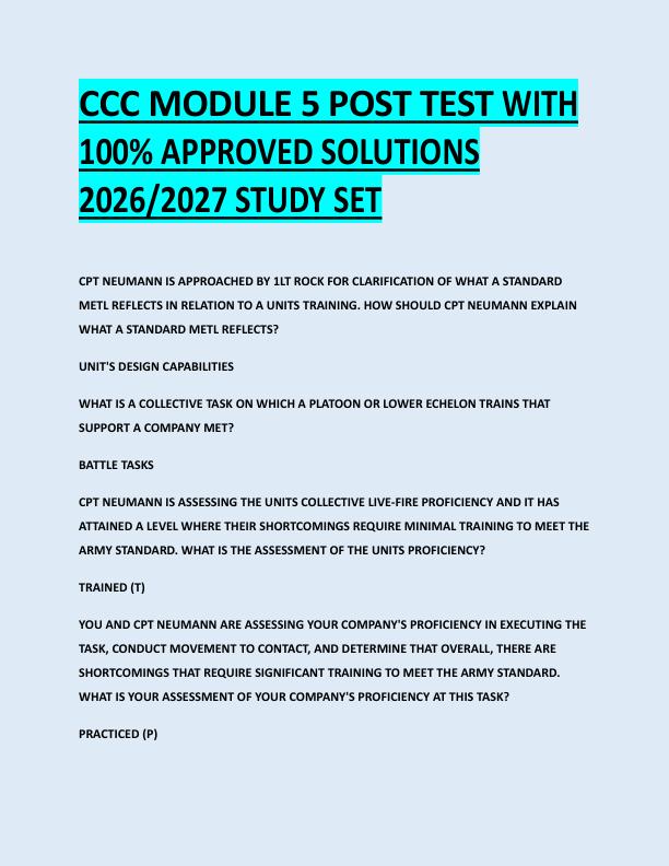 CCC MODULE 5 POST TEST WITH  100% APPROVED SOLUTIONS  2026/2027 STUDY SET