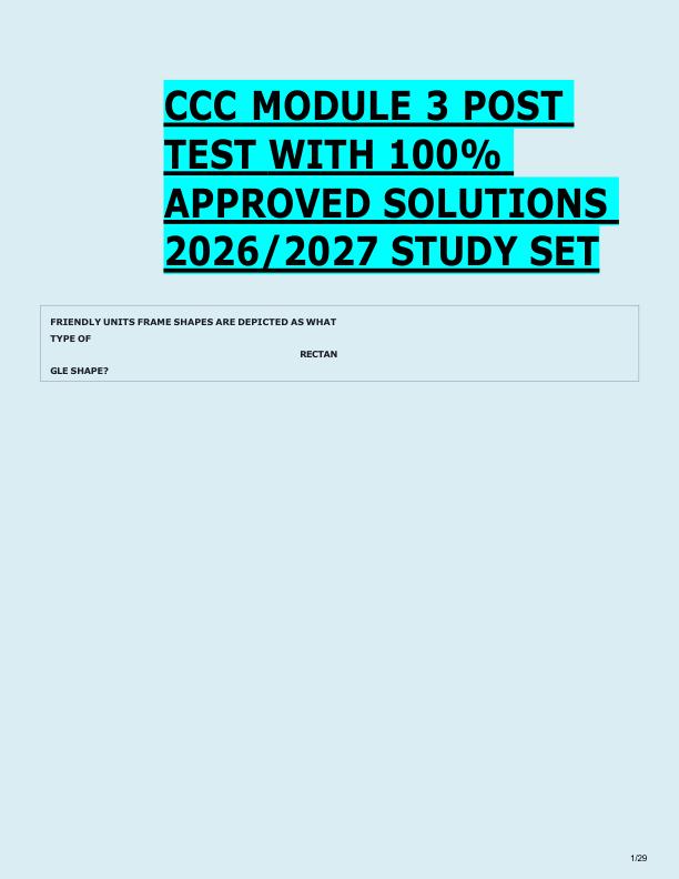 CCC MODULE 3 POST  TEST WITH 100%  APPROVED SOLUTIONS  2026/2027 STUDY SET