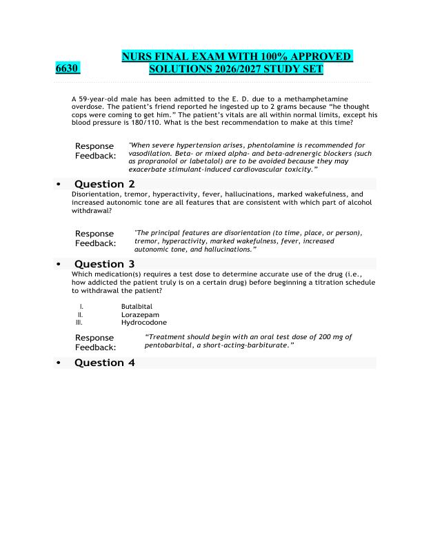 NURS  6630 FINAL EXAM WITH 100% APPROVED  SOLUTIONS 2026/2027 STUDY SET 