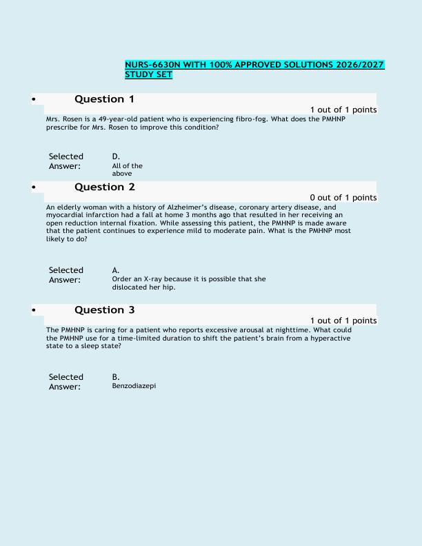 NURS-6630N WITH 100% APPROVED SOLUTIONS 2026/2027  STUDY SET 