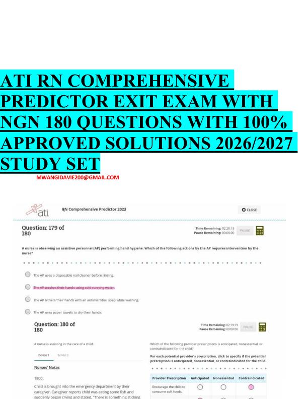 ATI RN COMPREHENSIVE  PREDICTOR EXIT EXAM WITH  NGN 180 QUESTIONS WITH 100%  APPROVED SOLUTIONS 2026/2027  STUDY SET