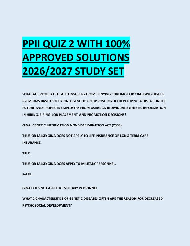 PPII QUIZ 2 WITH 100%  APPROVED SOLUTIONS  2026/2027 STUDY SET 