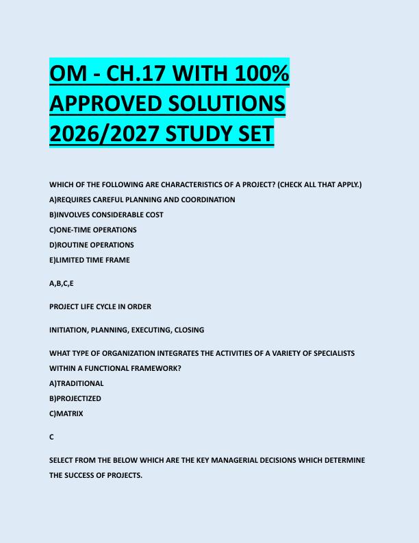 OM - CH.17 WITH 100%  APPROVED SOLUTIONS  2026/2027 STUDY SET 