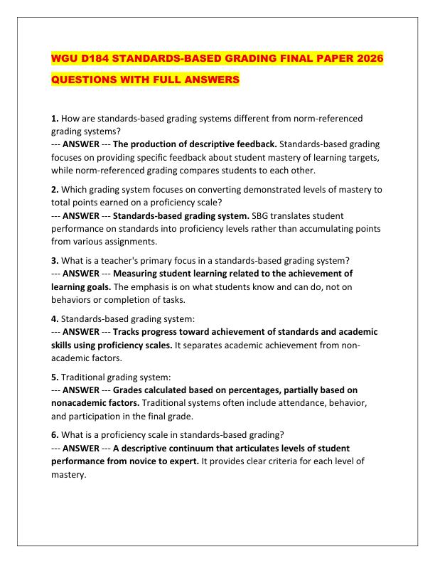 WGU D184 STANDARDS