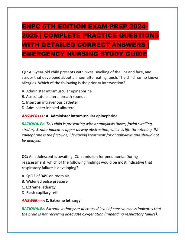 ENPC 6TH EDITION EXAM PREP 2024