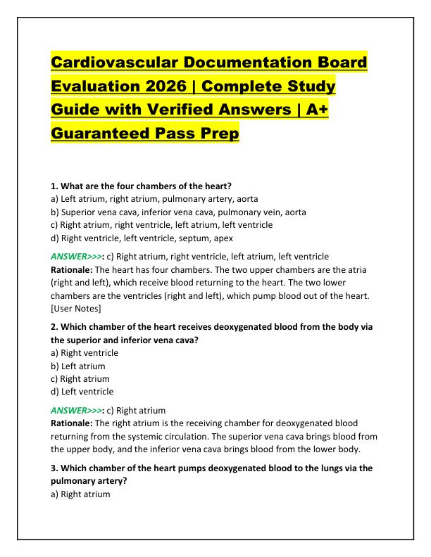 Cardiovascular Documentation Board Evaluation 2026