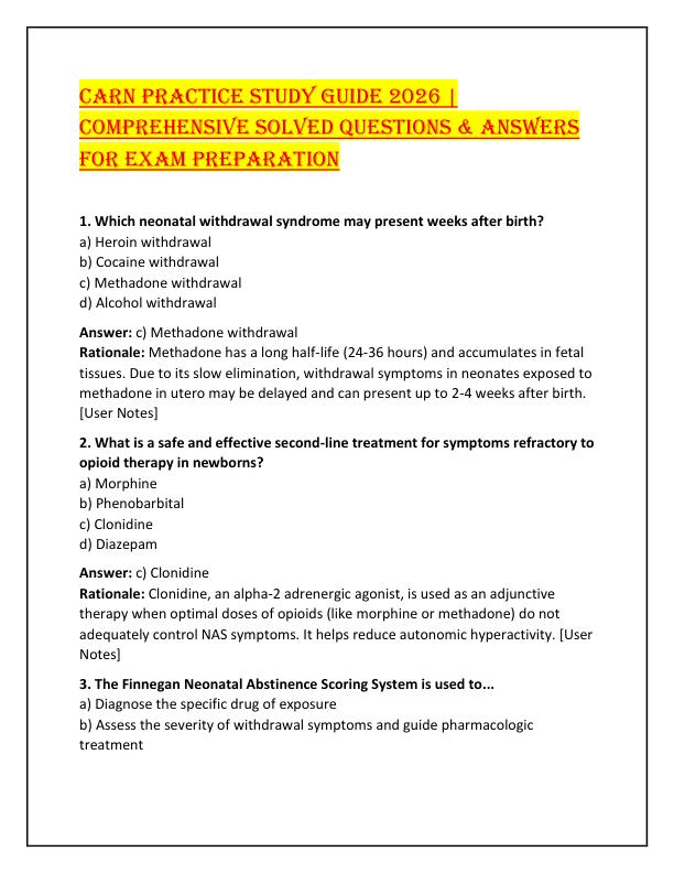 CARN PRACTICE STUDY GUIDE 2026