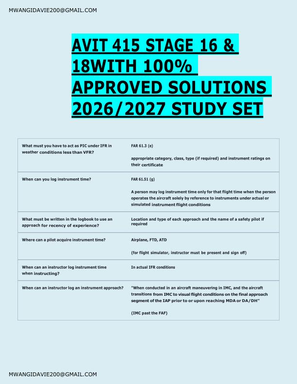 AVIT 415 STAGE 16 &  18WITH 100%  APPROVED SOLUTIONS  2026/2027 STUDY SET 
