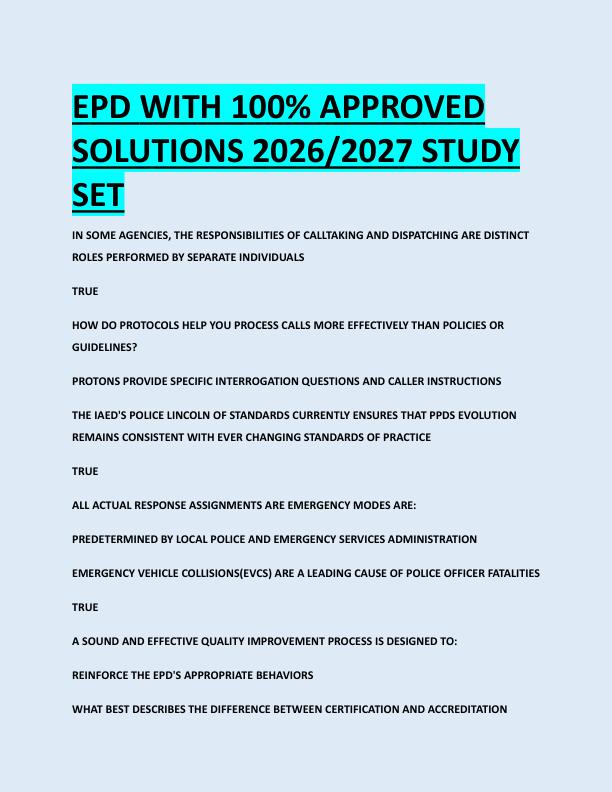 EPD WITH 100% APPROVED  SOLUTIONS 2026/2027 STUDY  SET 