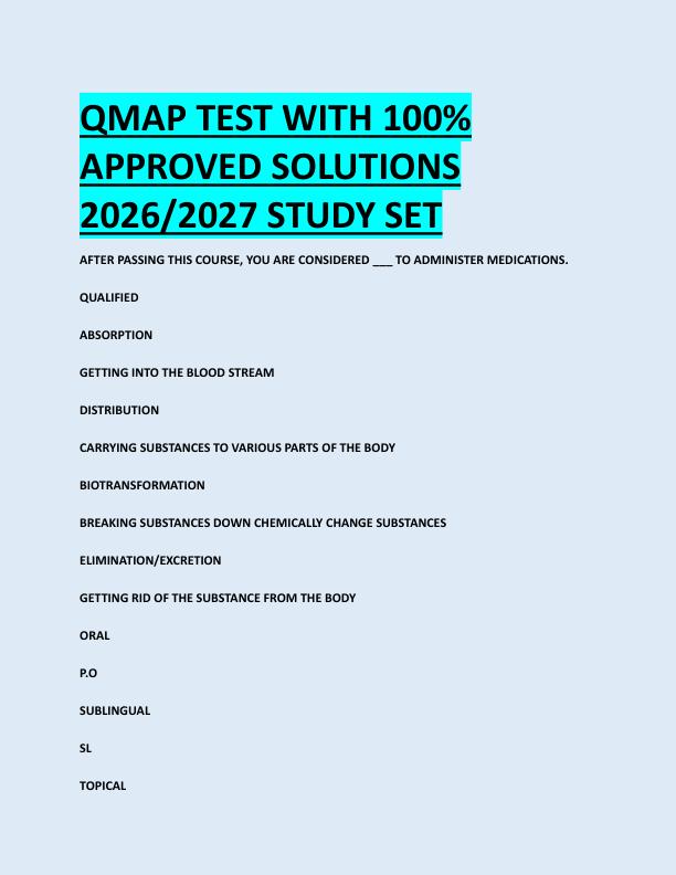 QMAP TEST WITH 100%  APPROVED SOLUTIONS  2026/2027 STUDY SET 