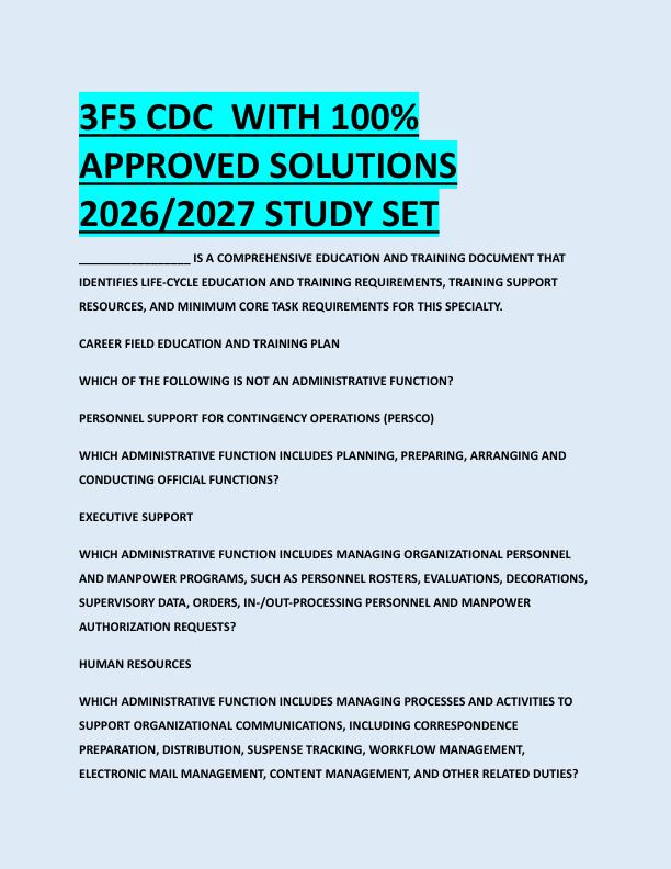 3F5 CDC  WITH 100%  APPROVED SOLUTIONS  2026/2027 STUDY SET 