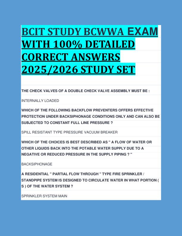 BCIT STUDY BCWWA EXAM  WITH 100% DETAILED  CORRECT ANSWERS  2025/2026 STUDY SET 