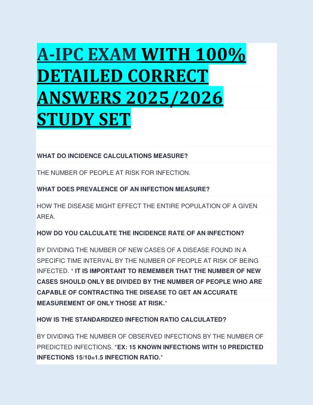 A-IPC EXAM WITH 100%  DETAILED CORRECT  ANSWERS 2025/2026  STUDY SET 