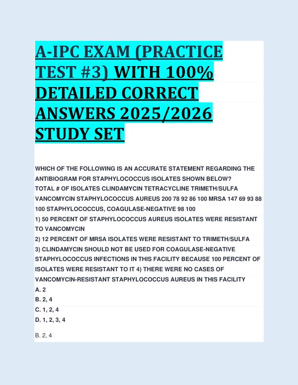 A-IPC EXAM (PRACTICE  TEST #3) WITH 100%  DETAILED CORRECT  ANSWERS 2025/2026  STUDY SET 