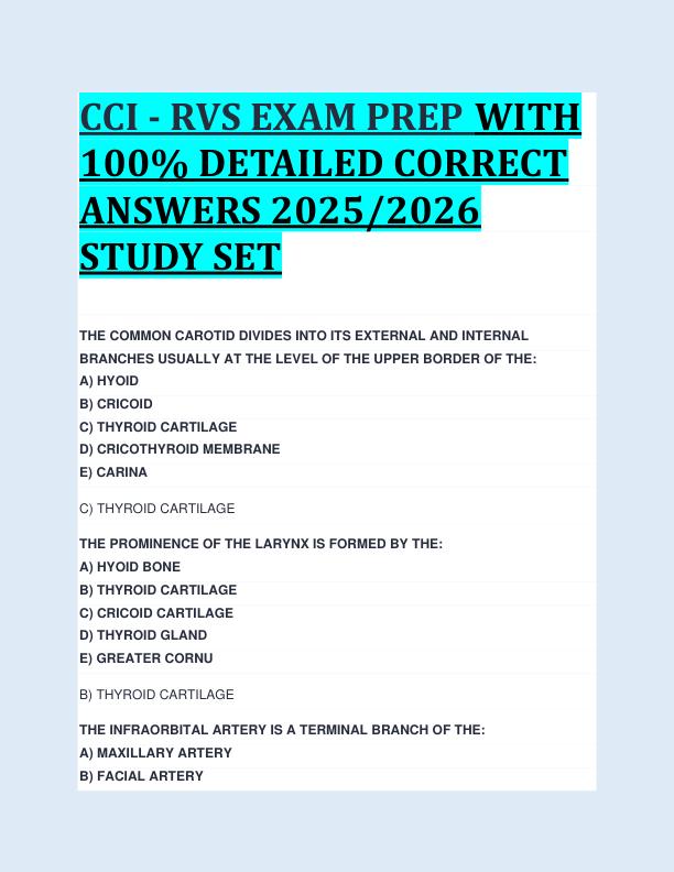 CCI - RVS EXAM PREP WITH  100% DETAILED CORRECT  ANSWERS 2025/2026  STUDY SET 