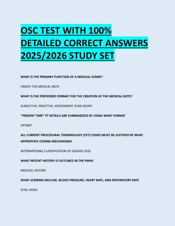 OSC TEST WITH 100%  DETAILED CORRECT ANSWERS  2025/2026 STUDY SET 