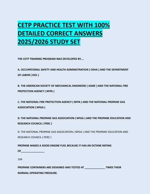 CETP PRACTICE TEST WITH 100%  DETAILED CORRECT ANSWERS  2025/2026 STUDY SET 