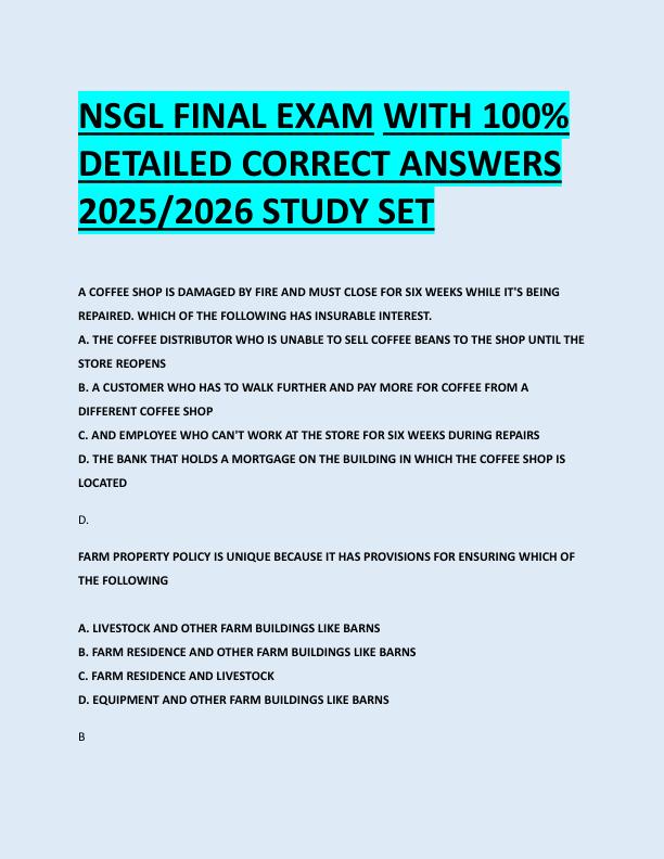 NSGL FINAL EXAM WITH 100%  DETAILED CORRECT ANSWERS  2025/2026 STUDY SET 