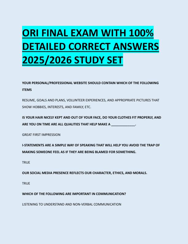 mobile-preview-ORI FINAL EXAM WITH 100%  DETAILED CORRECT ANSWERS  2025/2026 STUDY SET 