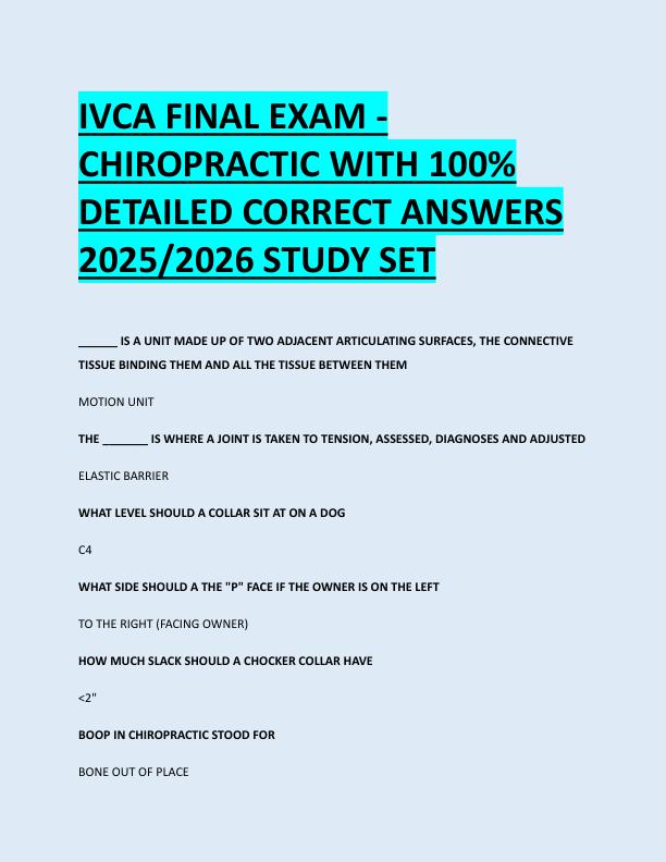 mobile-preview-IVCA FINAL EXAM -  CHIROPRACTIC WITH 100%  DETAILED CORRECT ANSWERS  2025/2026 STUDY SET 