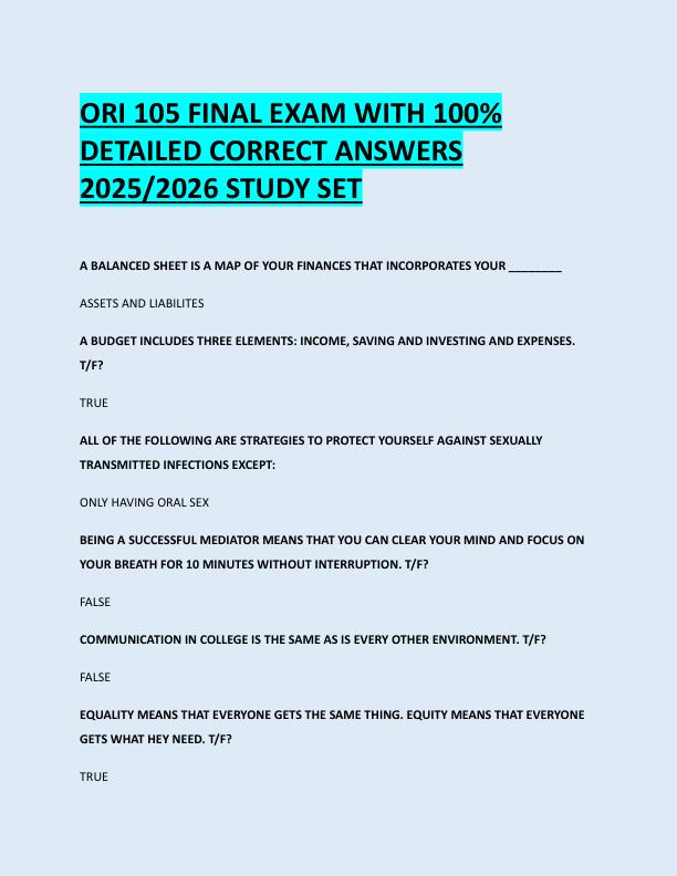 mobile-preview-ORI 105 FINAL EXAM WITH 100%  DETAILED CORRECT ANSWERS  2025/2026 STUDY SET 