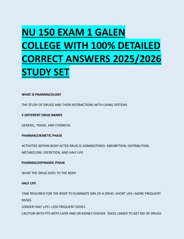 mobile-preview-NU 150 EXAM 1 GALEN  COLLEGE WITH 100% DETAILED  CORRECT ANSWERS 2025/2026  STUDY SET 