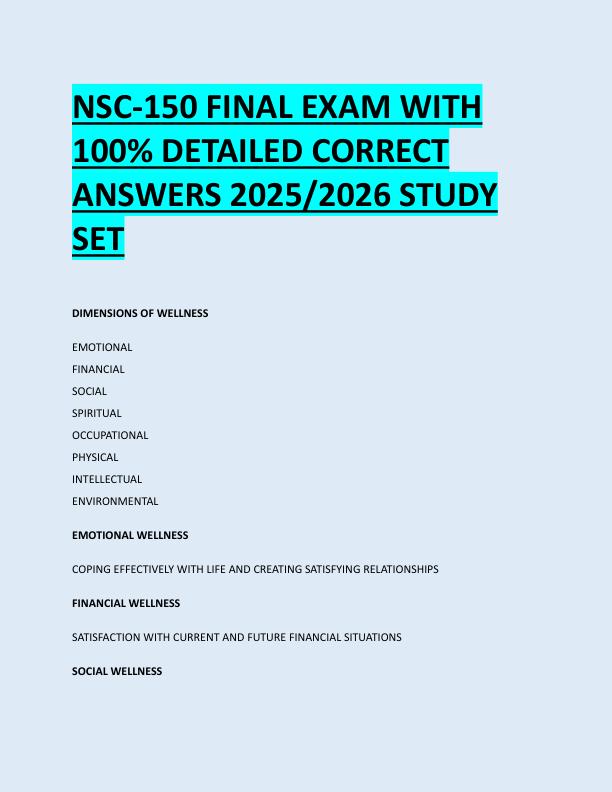 NSC-150 FINAL EXAM WITH  100% DETAILED CORRECT  ANSWERS 2025/2026 STUDY  SET 
