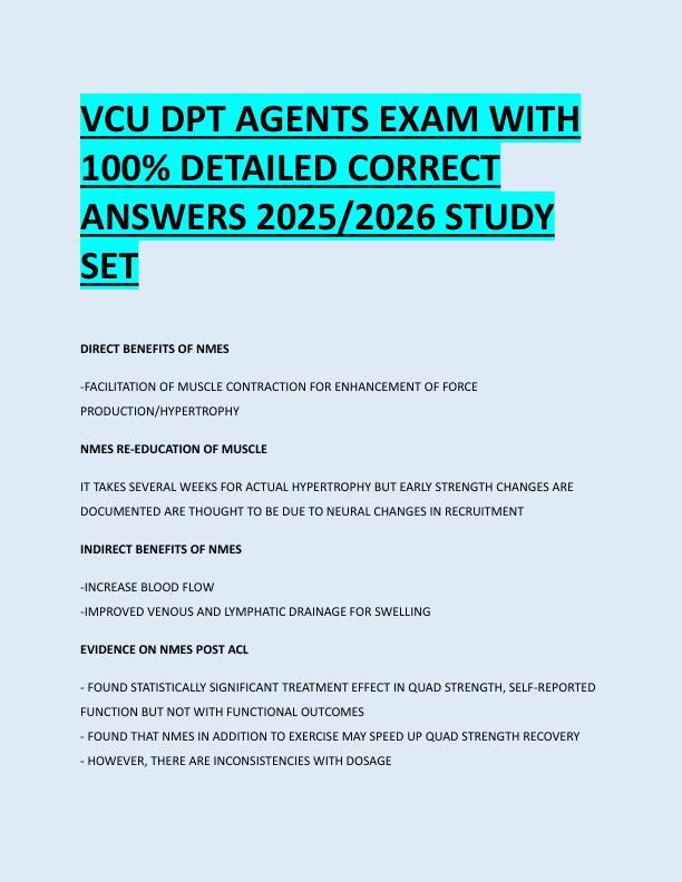VCU DPT AGENTS EXAM WITH  100% DETAILED CORRECT  ANSWERS 2025/2026 STUDY  SET 
