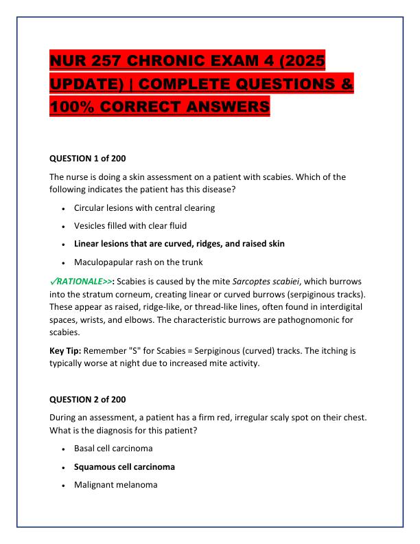 NUR 257 CHRONIC EXAM 4